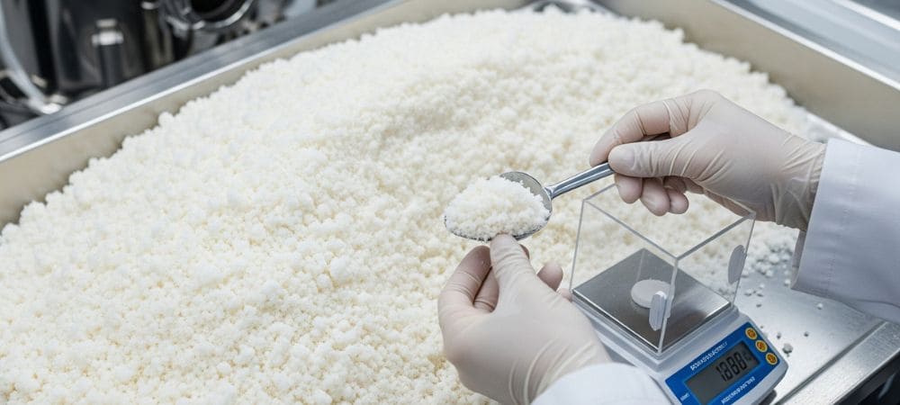 Proceso de pesaje de precisión del Terpsolate de CBD en un laboratorio especializado para garantizar su pureza