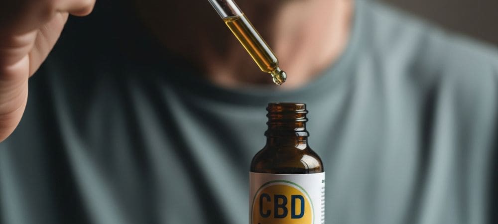 Primer plano de una persona utilizando una pipeta para dosificar con precisión Terpsolate de CBD en formato de aceite o concentrado líquido