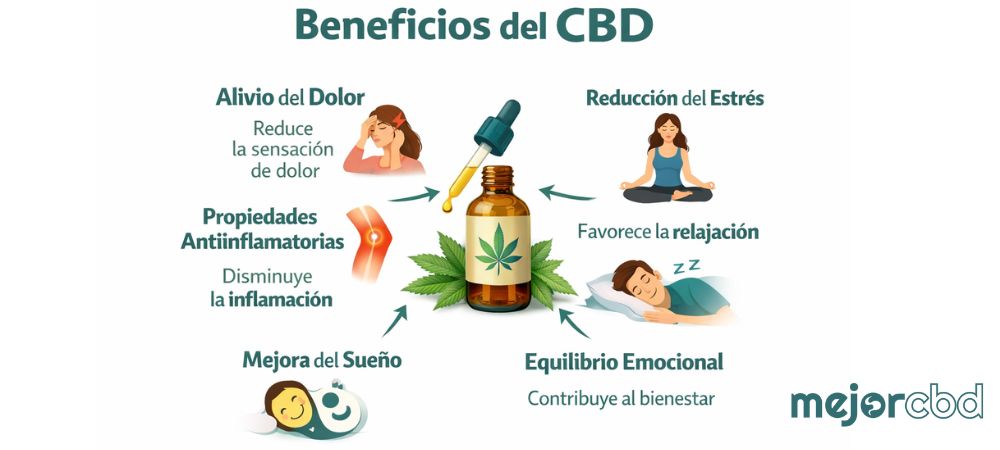 infografico de los beneficios del cbd para la migraña