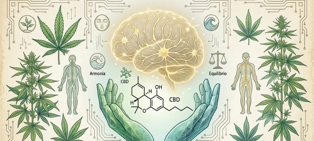 Cómo afecta el CBD al cerebro representado con sistema endocannabinoide y cerebro