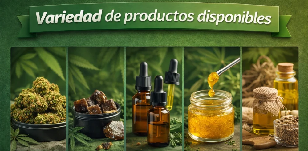 variedad de productos cbd flores cbd resinas aceites extractos y derivados del cañamo