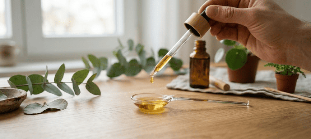 Gota de aceite CBD para calcular una microdosis de CBD.