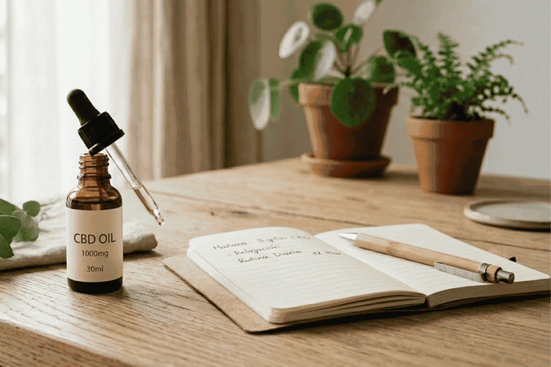 Aceite de CBD con gotero para una rutina de microdosis de CBD.