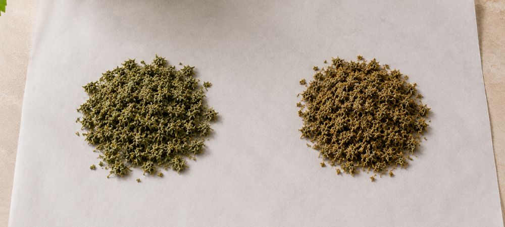 diferencia entre el antes y el después de una descarboxilación de marihuana